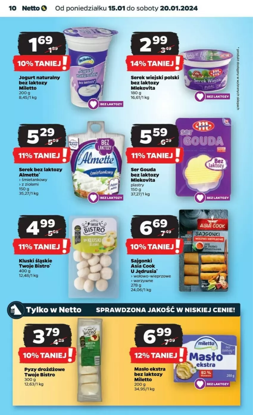 Gazetka promocyjna Netto - ważna 15.01 do 20.01.2024 - strona 2 - produkty: Almette, Gouda, Jogurt, Jogurt naturalny, Masło, Ser, Serek, Serek wiejski