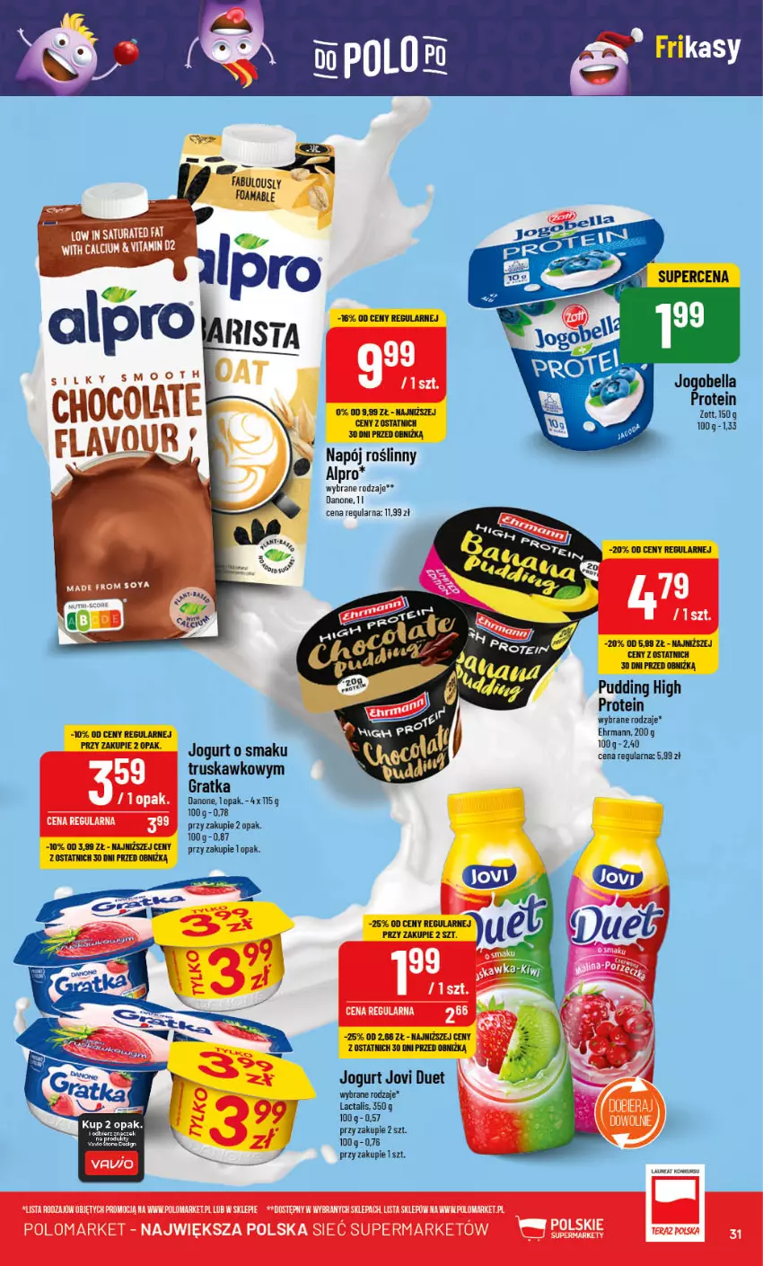 Gazetka promocyjna PoloMarket - Gazetka pomocyjna - ważna 15.11 do 21.11.2023 - strona 31 - produkty: Alpro, Bell, Bella, Danone, Fa, Gra, Jogobella, Jogurt, Napój, Napój roślinny, Pudding, Zott