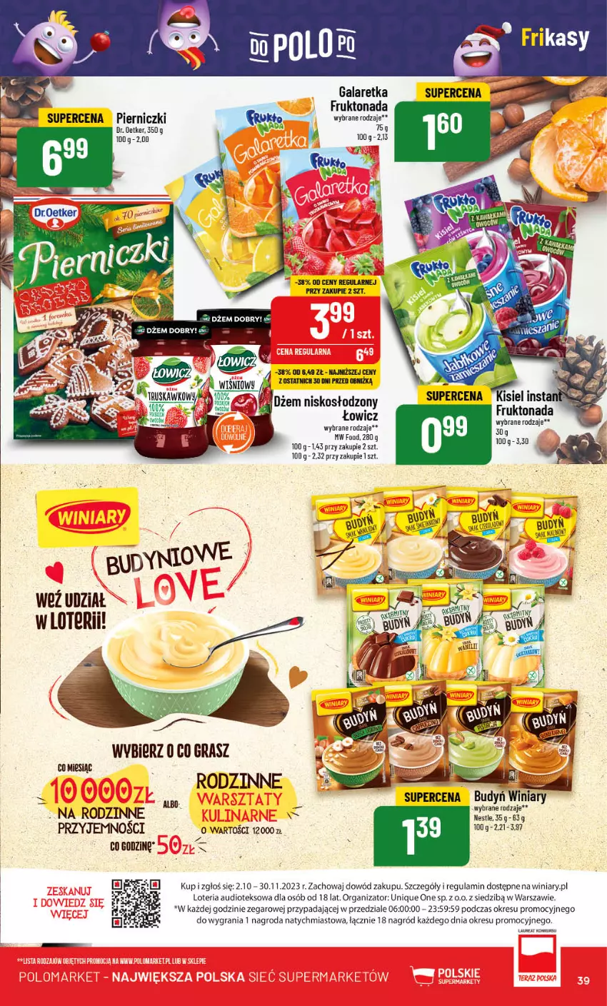 Gazetka promocyjna PoloMarket - Gazetka pomocyjna - ważna 15.11 do 21.11.2023 - strona 39 - produkty: Budyń, Dr. Oetker, Dżem, Gala, Galaretka, Gra, Laur, Winiary, Zegar