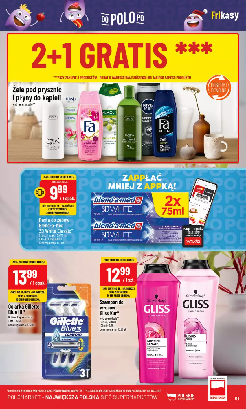 Gazetka promocyjna PoloMarket - Gazetka pomocyjna - ważna 15.11 do 21.11.2023 - strona 51 - produkty: BIC, Blend-a-Med, Gillette, Gliss Kur, Golarka, Pasta do zębów, Schwarzkopf, Szampon, Ziaja