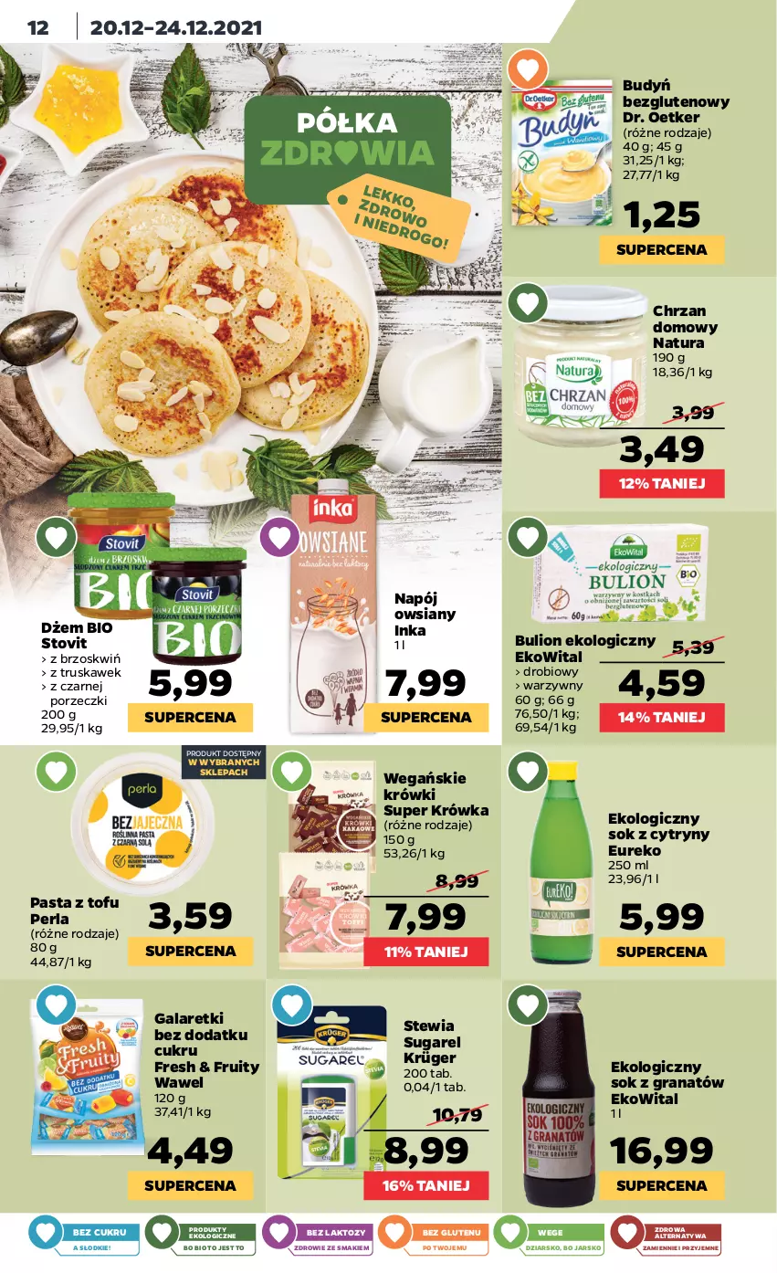 Gazetka promocyjna Netto - Boże Narodzenie - ważna 20.12 do 24.12.2021 - strona 12 - produkty: Budyń, Bulion, Chrzan, Cytryny, Dr. Oetker, Dżem, Gala, Galaretki, Gra, Granat, Inka, Lion, Napój, Por, Sok, Tofu, Wawel, Zdrowie