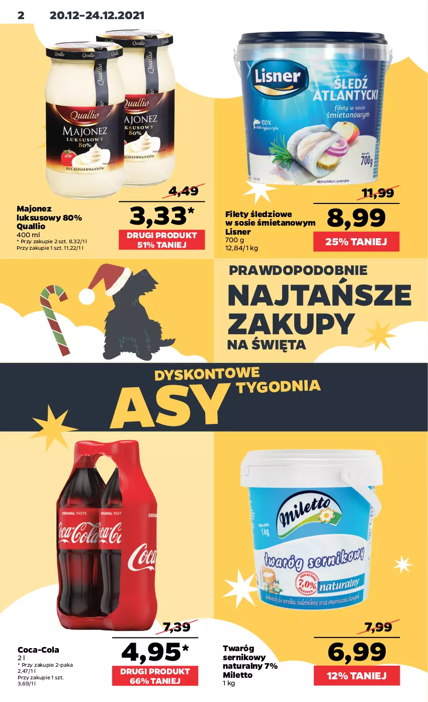 Gazetka promocyjna Netto - Boże Narodzenie - ważna 20.12 do 24.12.2021 - strona 2 - produkty: Coca-Cola, Lisner, Majonez, Ser, Sos, Twaróg