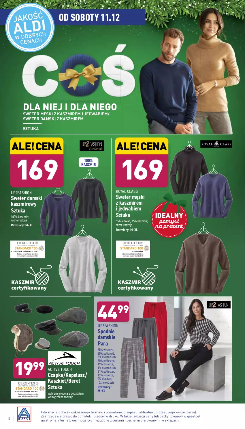 Gazetka promocyjna Aldi - Katalog Moda i Dom - ważna 08.12 do 12.12.2021 - strona 10 - produkty: Czapka, Fa, Kaszkiet, Spodnie, Sweter