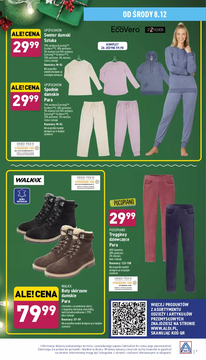 Gazetka promocyjna Aldi - Katalog Moda i Dom - ważna 08.12 do 12.12.2021 - strona 9 - produkty: Buty, Fa, Gin, Pocopiano, Spodnie, Sweter, Wełna