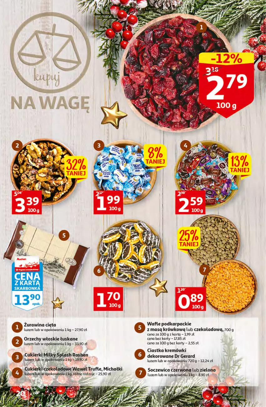 Gazetka promocyjna Auchan - Gazetka Koszyk Oszczędności Auchan Hipermarkety - ważna 10.11 do 16.11.2022 - strona 20 - produkty: Ciastka, Cukier, Cukierki, Cukierki czekoladowe, Dr Gerard, Karp, Michałki, Orzechy włoskie, Wafle