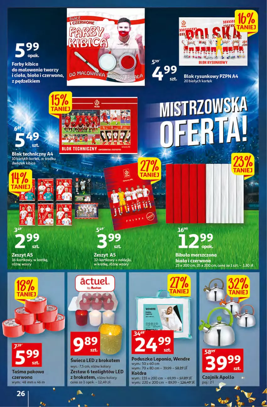 Gazetka promocyjna Auchan - Gazetka Koszyk Oszczędności Auchan Hipermarkety - ważna 10.11 do 16.11.2022 - strona 26 - produkty: Czajnik, Klej, Kołdra, Poduszka, Taśma pakowa