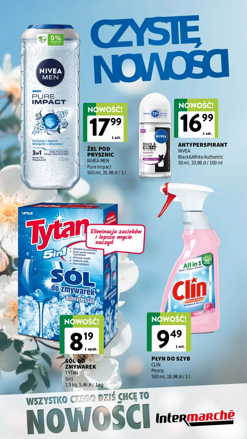 Gazetka promocyjna Intermarche - Gazetka Intermarche - ważna 08.04 do 30.04.2026 - strona 11 - produkty: Antyperspirant, Clin, Lack, Nivea, Nivea Men, Płyn do szyb, Pur, Sól, Tytan