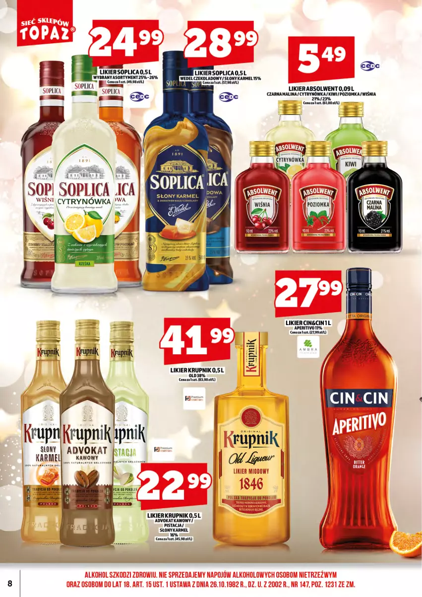 Gazetka promocyjna Topaz - Gazetka - ważna 16.09 do 30.09.2026 - strona 10 - produkty: Gin, Kiwi, Krupnik, Likier, Soplica