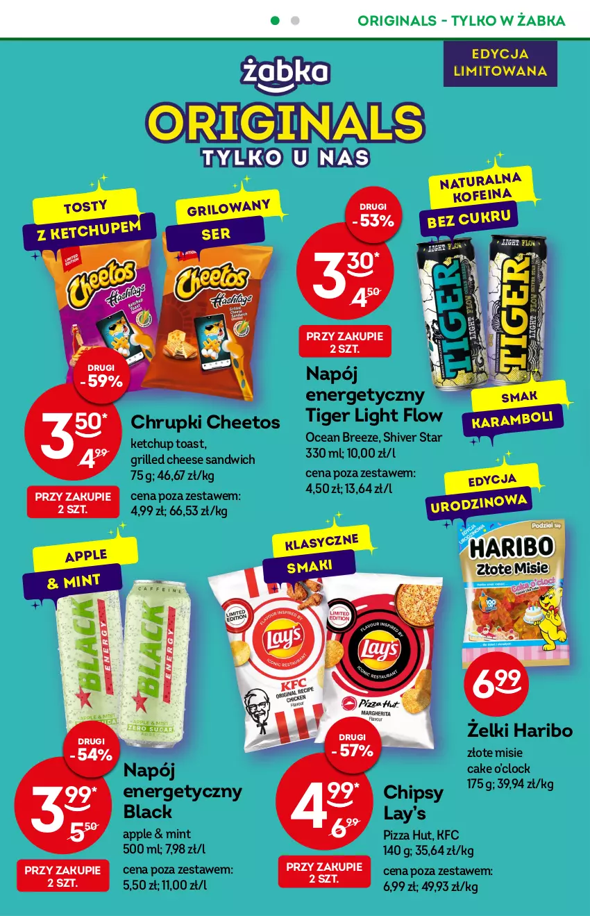 Gazetka promocyjna Żabka - ważna 14.09 do 20.09.2022 - strona 24 - produkty: Cheetos, Chipsy, Chrupki, Gin, Grill, Haribo, Ketchup, Lack, Lay’s, Napój, Napój energetyczny, Pizza, Ser, Tiger