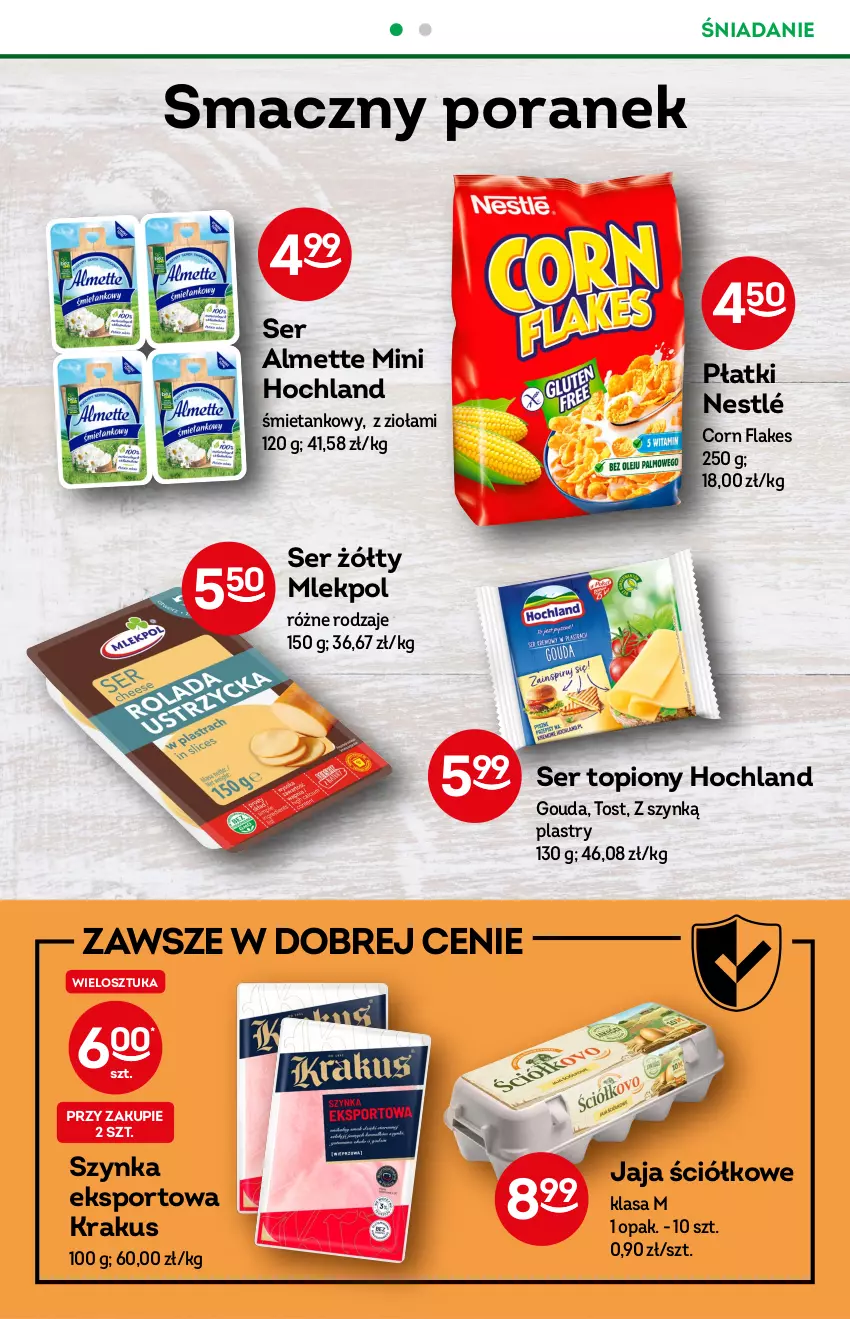 Gazetka promocyjna Żabka - ważna 14.09 do 20.09.2022 - strona 28 - produkty: Almette, Corn flakes, Gouda, Hochland, Jaja, Krakus, Nestlé, Por, Ser, Ser topiony, Sport, Szynka, Top