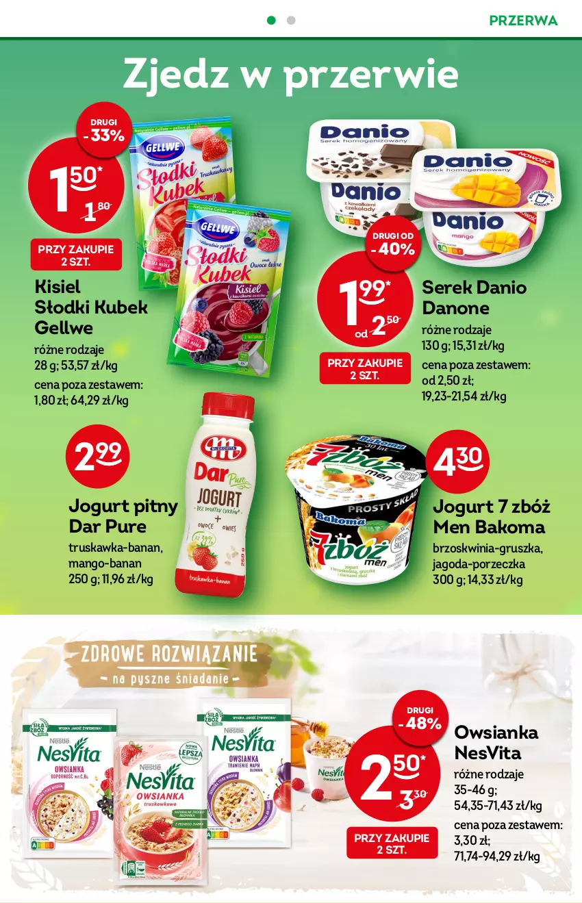 Gazetka promocyjna Żabka - ważna 14.09 do 20.09.2022 - strona 30 - produkty: Bakoma, Danio, Danone, Jogurt, Jogurt pitny, Kisiel, Kubek, Mango, Owsianka, Por, Pur, Ser, Serek