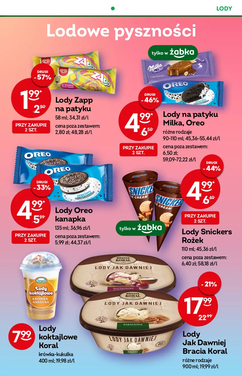 Gazetka promocyjna Żabka - ważna 14.09 do 20.09.2022 - strona 37 - produkty: Lody, Milka, Oreo, Snickers