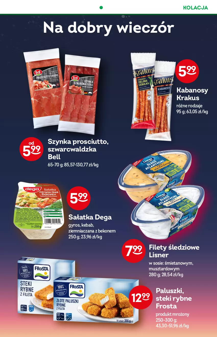 Gazetka promocyjna Żabka - ważna 14.09 do 20.09.2022 - strona 40 - produkty: Beko, Bell, Dega, Frosta, Gyros, Kabanos, Kebab, Krakus, Lisner, Mus, Prosciutto, Sałat, Sałatka, Sos, Stek, Szynka