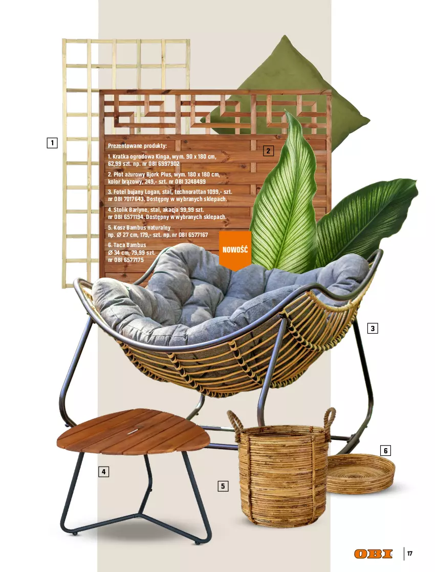 Gazetka promocyjna Obi - Gazetka OBI - ważna 24.05 do 31.10.2023 - strona 17 - produkty: Fa, Fotel, Kosz, Meble, Sofa, Sofa 2-osobowa, Stolik, Taca