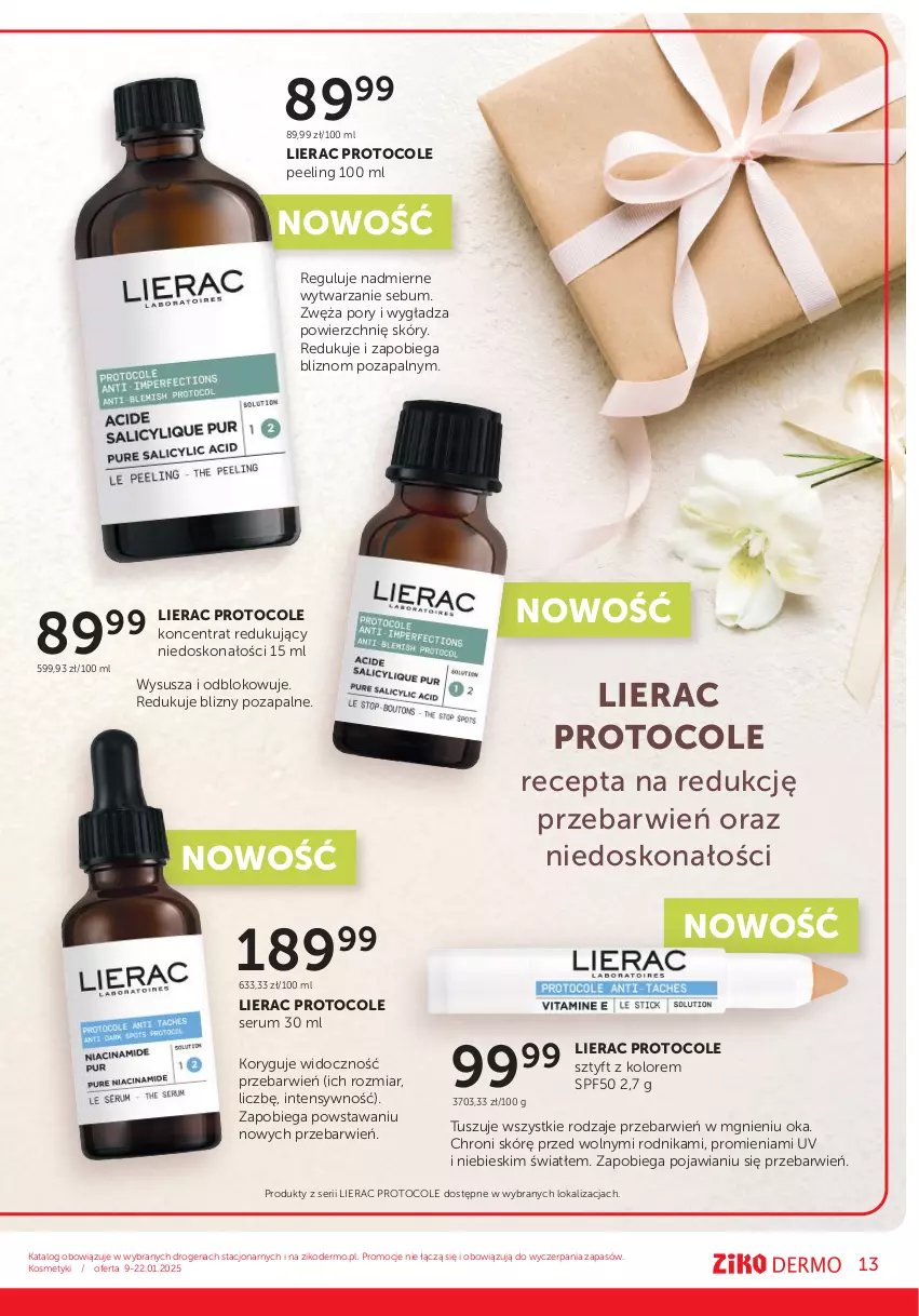 Gazetka promocyjna Ziko - Gazetka Ziko Dermo - ważna 09.01 do 22.01.2025 - strona 13 - produkty: Lierac, Peeling, Por, Rum, Ser, Serum, Tusz