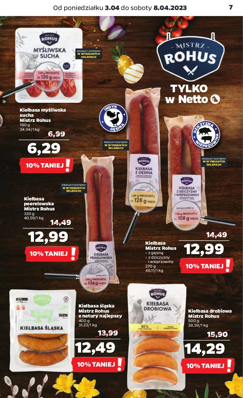 Gazetka promocyjna Netto - Artykuły spożywcze - ważna 03.04 do 08.04.2023 - strona 7 - produkty: Kiełbasa, Kiełbasa śląska