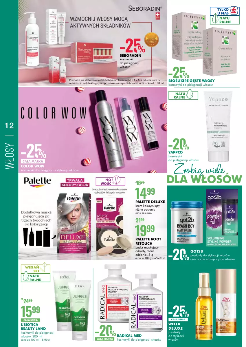 Gazetka promocyjna Super Pharm - Gazetka - ważna 15.09 do 28.09.2022 - strona 12 - produkty: Got2b, Palette, Puder, Seboradin, Ser, Szampon, Wella