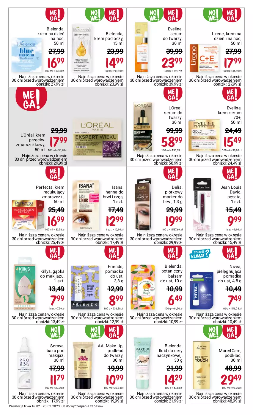 Gazetka promocyjna Rossmann - 16 lutego - ważna 16.02 do 28.02.2023 - strona 9 - produkty: Balsam do ust, Bielenda, Eveline, Isana, Killys, Krem na dzień, Krem na dzień i na noc, Krem pod oczy, Krem przeciwzmarszczkowy, L’Oréal, Lirene, Makijaż, Marker, Mars, Nivea, Perfecta, Pęseta, Podkład, Podkład do twarzy, Rum, Ser, Serum, Serum do twarzy