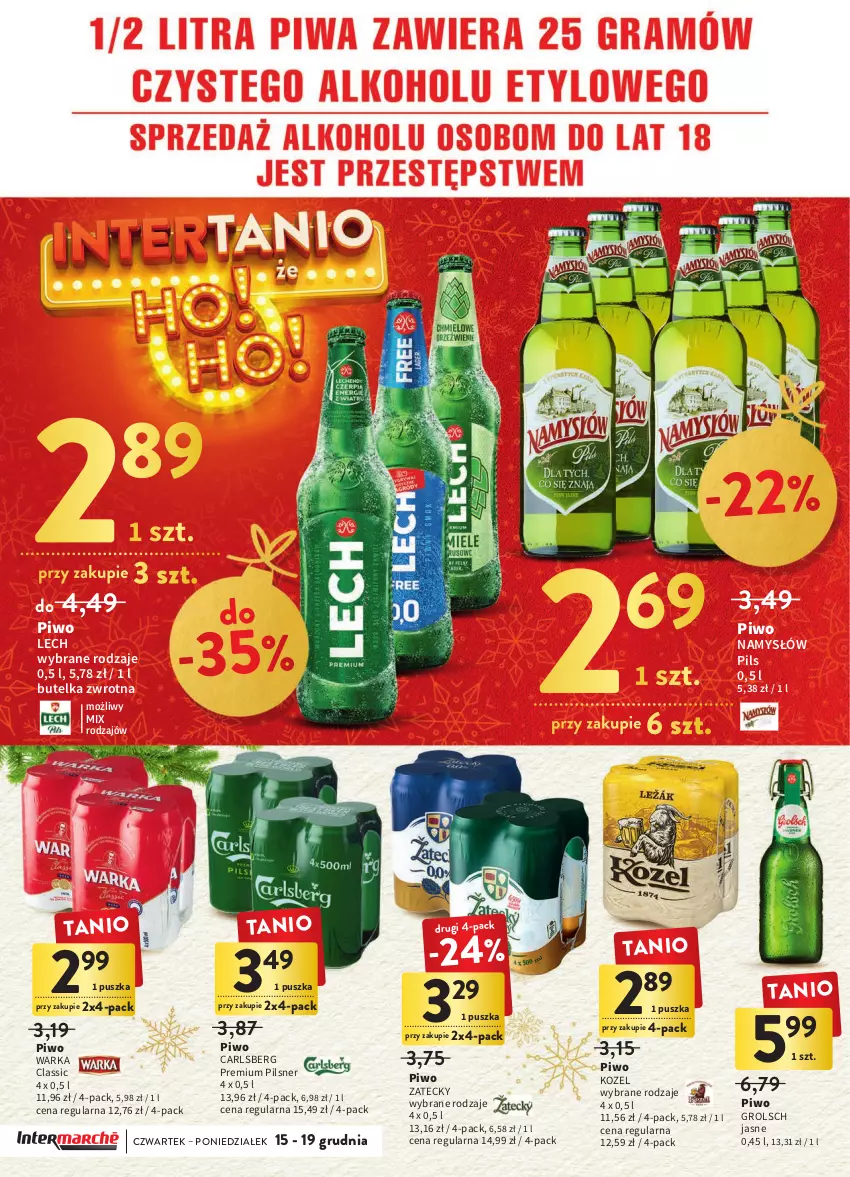 Gazetka promocyjna Intermarche - Gazetka Intermarche - ważna 15.12 do 19.12.2022 - strona 38 - produkty: Carlsberg, Kozel, Namysłów, Piwo, Warka