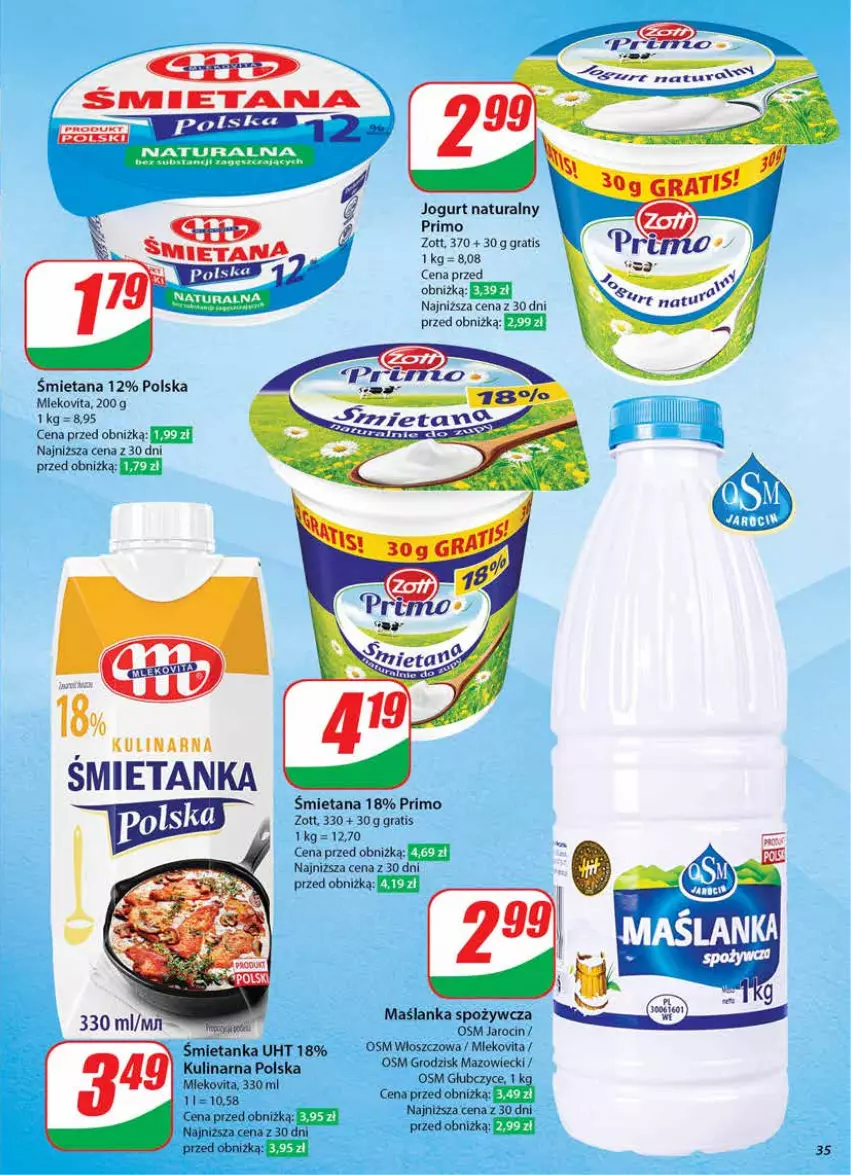 Gazetka promocyjna Dino - Gazetka 44 / 2024 - ważna 30.10 do 05.11.2024 - strona 35 - produkty: Gra, Jogurt, Jogurt naturalny, Maślanka, Mleko, Mlekovita, Zott