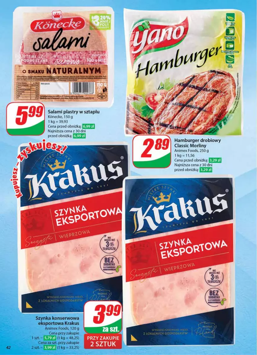 Gazetka promocyjna Dino - Gazetka 44 / 2024 - ważna 30.10 do 05.11.2024 - strona 42 - produkty: Burger, Hamburger, Morliny, Salami, Sos