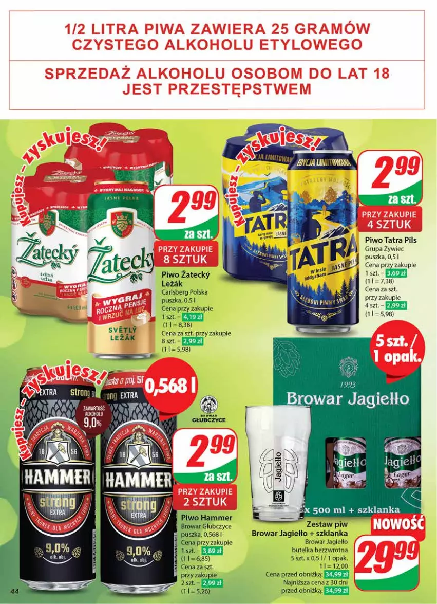 Gazetka promocyjna Dino - Gazetka 44 / 2024 - ważna 30.10 do 05.11.2024 - strona 44 - produkty: Carlsberg, Kret, Piwo, Szklanka, Tatra