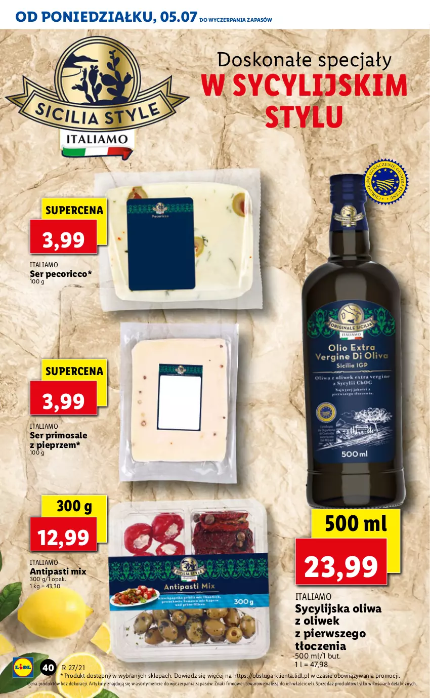 Gazetka promocyjna Lidl - TYDZIEŃ W SYCYLIJSKIM STYLU - ważna 05.07 do 09.07.2021 - strona 10 - produkty: Oliwa z oliwek, Pieprz, Ser