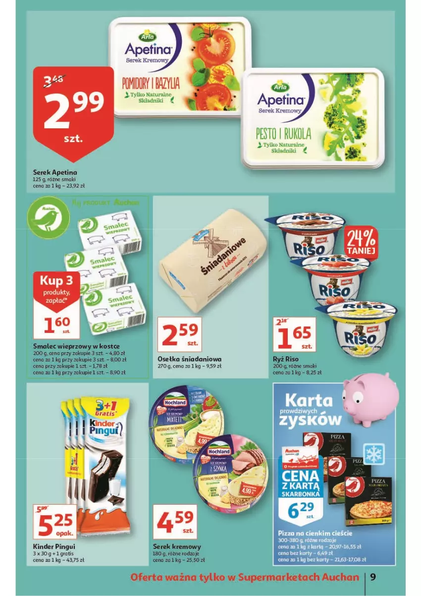 Gazetka promocyjna Auchan - przeNISKIE CENY prze porządki supermarkety - ważna 17.02 do 23.02.2022 - strona 9 - produkty: Bazyl, Danio, Gra, Kinder, LG, Pesto, Pomidory, Rukola, Ryż, Ser, Serek, Smalec