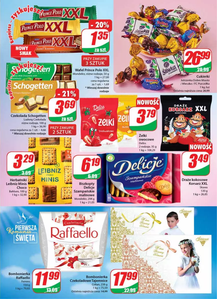 Gazetka promocyjna Dino - Gazetka 18 - ważna 04.05 do 09.05.2023 - strona 3 - produkty: Biszkopty, Cukier, Cukierki, Czekolada, Delicje, Deliss, Herbatniki, Jutrzenka, Kawa, Kokos, Prince Polo, Schogetten