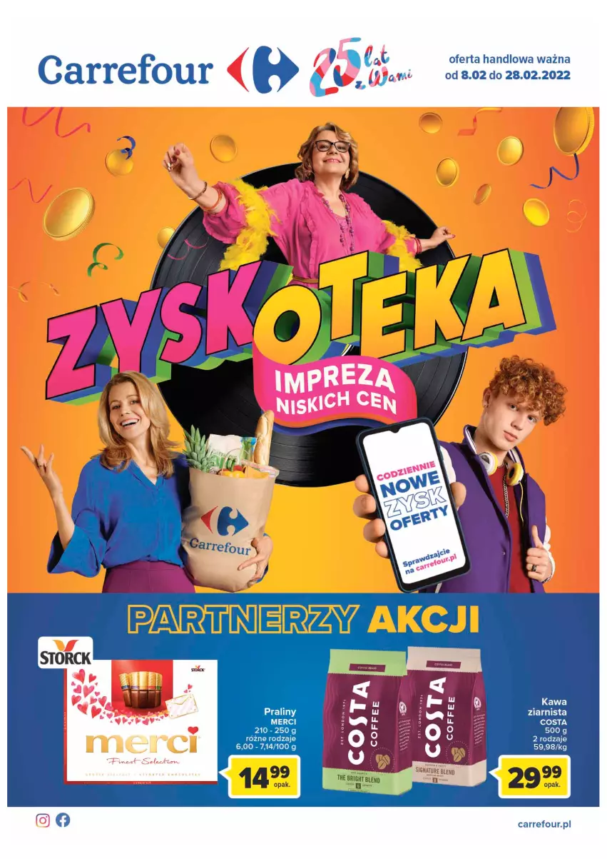 Gazetka promocyjna Carrefour - Gazetka Carrefour - ważna 08.02 do 28.02.2022 - strona 1 - produkty: LG, Merci, Praliny