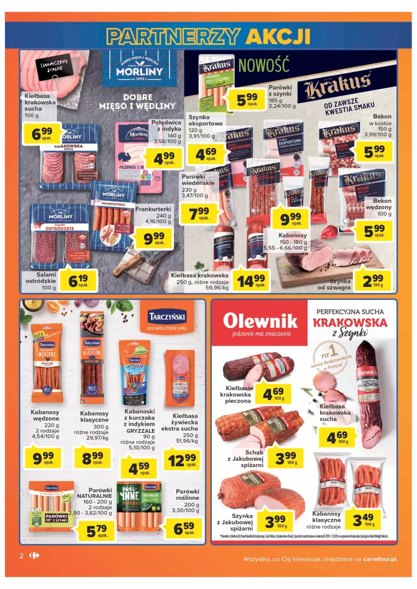 Gazetka promocyjna Carrefour - Gazetka Carrefour - ważna 08.02 do 28.02.2022 - strona 2 - produkty: Beko, Gry, Kabanos, Kiełbasa, Kiełbasa krakowska, Kurczak, Olewnik, Parówki, Piec, Polędwica, Por, Salami, Sport, Szynka