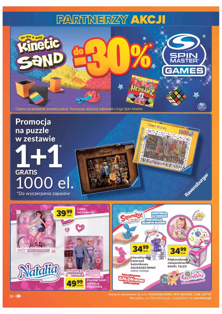 Gazetka promocyjna Carrefour - Gazetka Carrefour - ważna 08.02 do 28.02.2022 - strona 34 - produkty: Burger, Fa, Gra, Inka, Lalka, Puzzle, Ravensburger, Rower, Tera