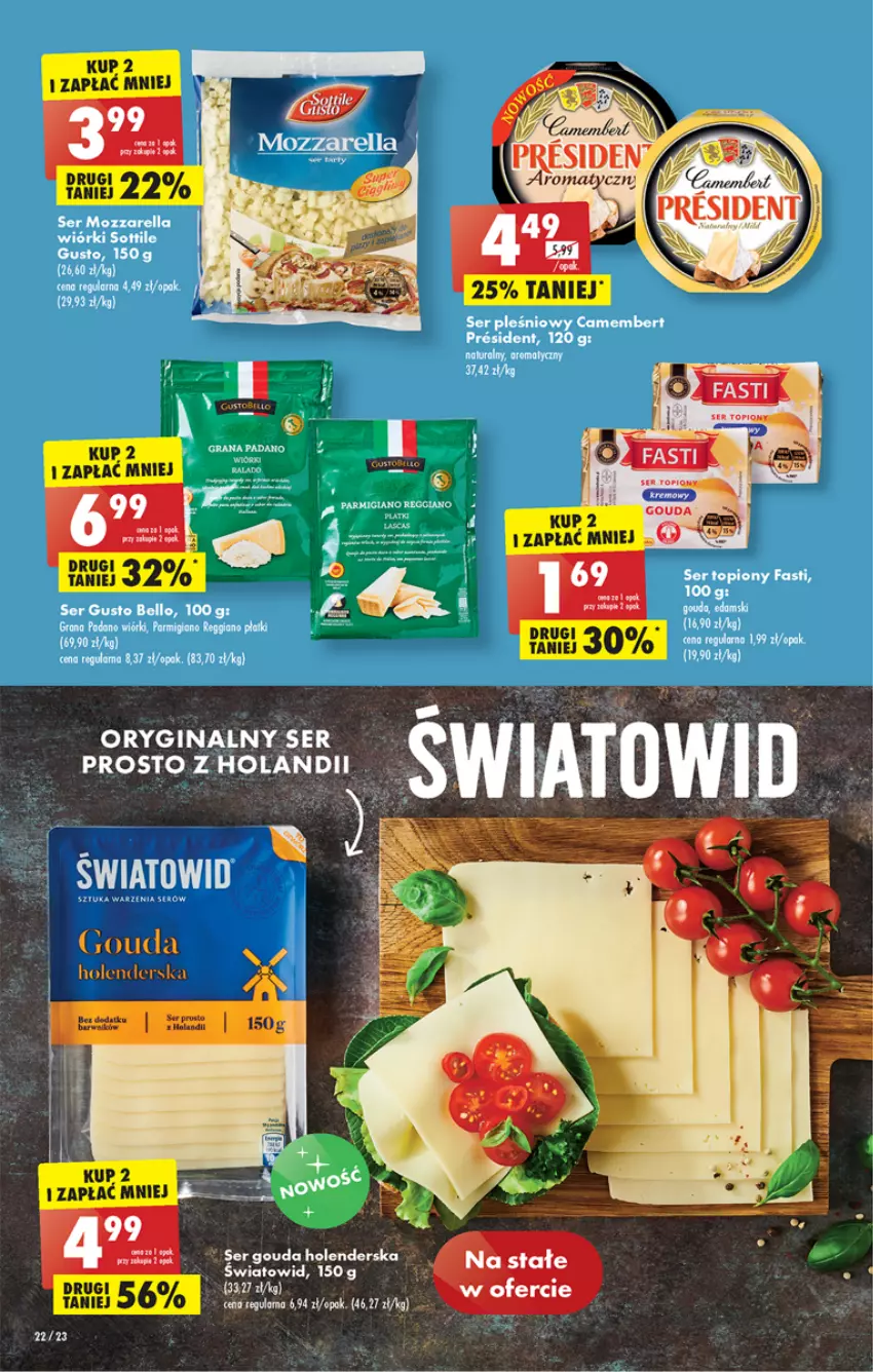 Gazetka promocyjna Biedronka - Gazetka - Biedronka.pl - ważna 28.11 do 03.12.2022 - strona 22 - produkty: Bell, Camembert, Fa, Gin, Gouda, Mozzarella, Por, Ser, Ser pleśniowy, Top