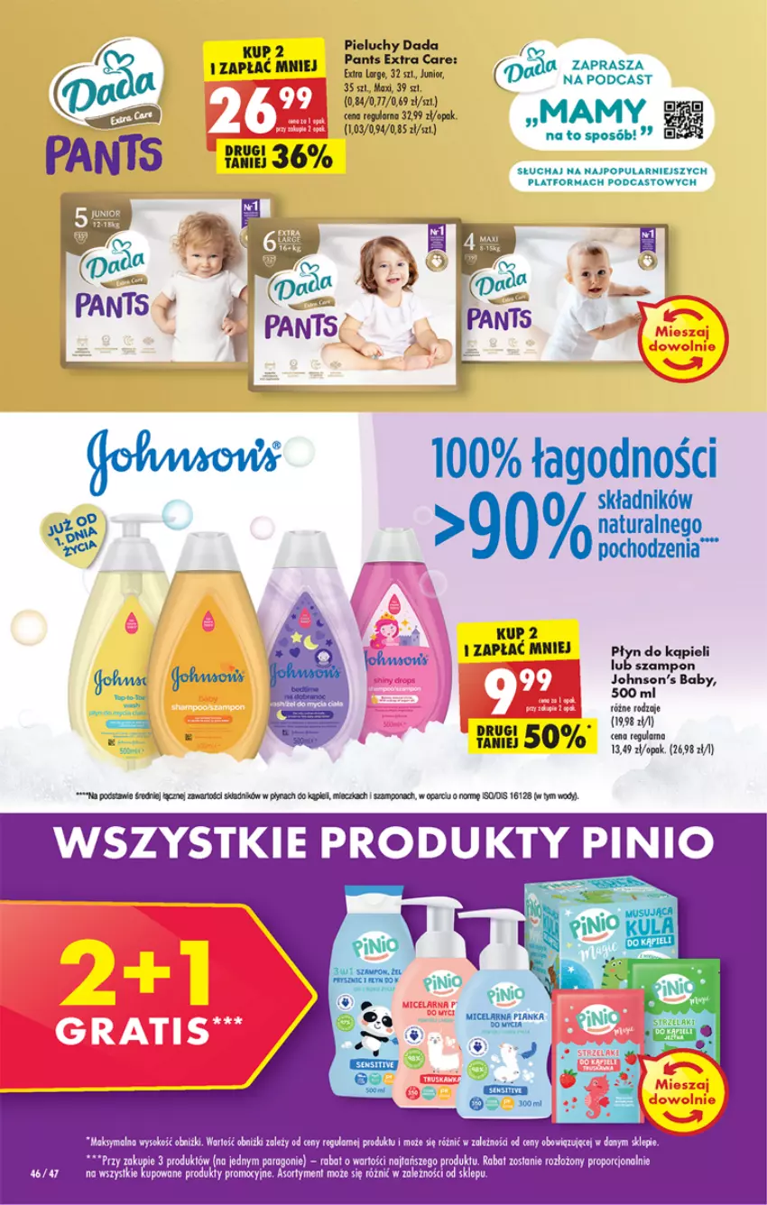 Gazetka promocyjna Biedronka - Gazetka - Biedronka.pl - ważna 28.11 do 03.12.2022 - strona 46 - produkty: Dada, Johnson's, Johnson's Baby, Pieluchy, Płyn do kąpieli, Por, Szampon