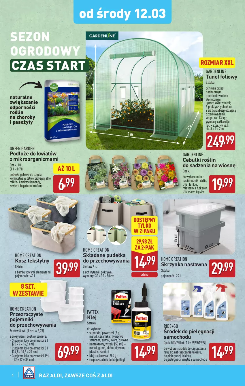 Gazetka promocyjna Aldi - Artykuły przemysłowe i tekstylia - ważna 12.03 do 15.03.2025 - strona 4 - produkty: Klej, Kosz, Lakier, LG, Piec, Pojemnik, Pokrywa, Por, Tunel, Waga, Zwierzęta