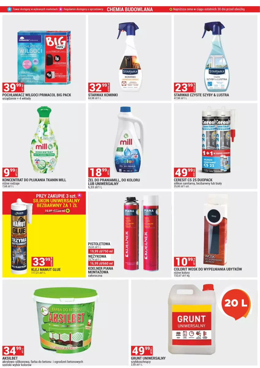 Gazetka promocyjna Merkury Market - ważna 01.03 do 31.03.2024 - strona 39 - produkty: Ceresit, Fa, Grunt, LANA, LG, Pistolet, Pochłaniacz wilgoci, Prima, Silikon sanitarny, Sprzedawcy