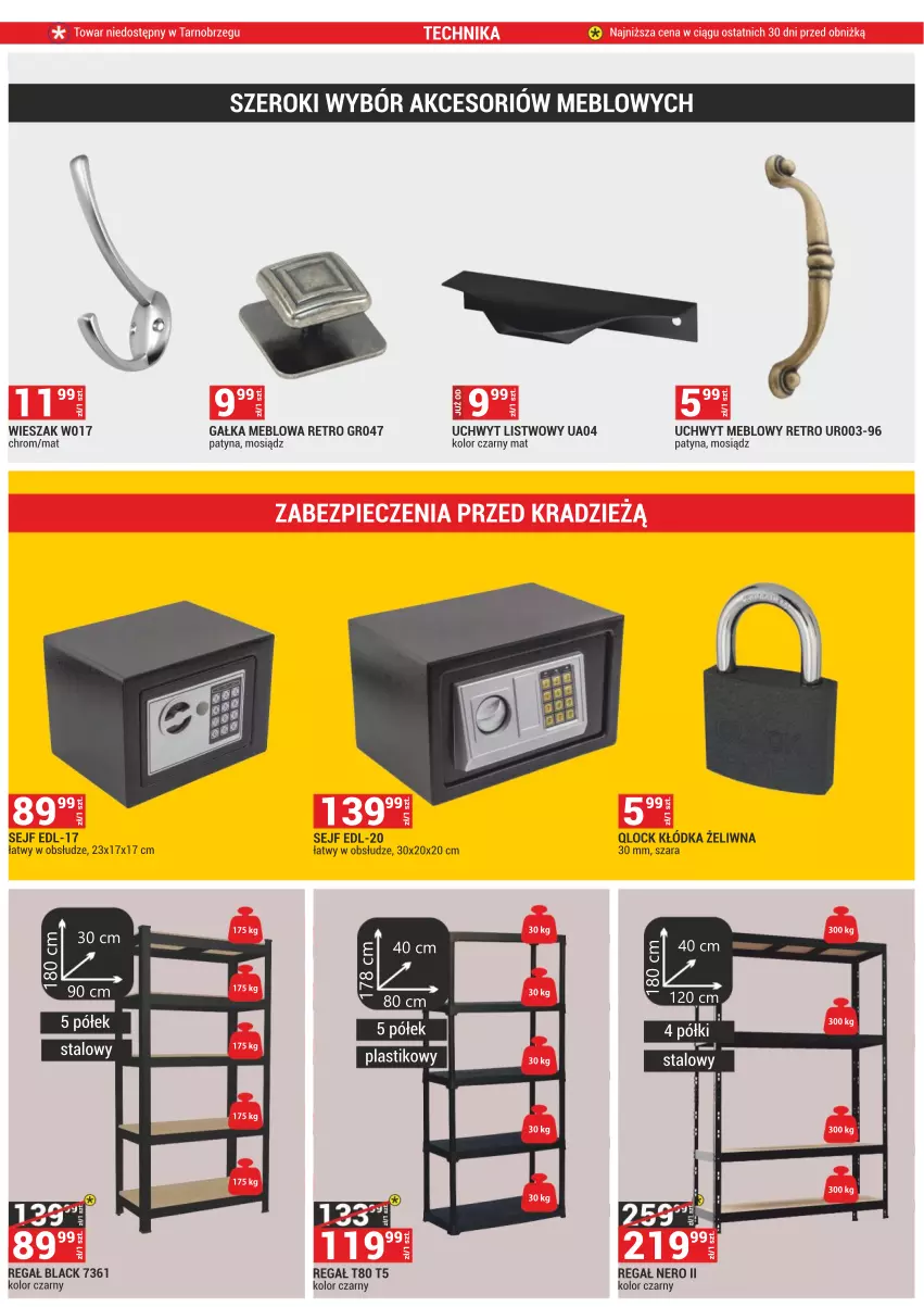 Gazetka promocyjna Merkury Market - ważna 01.03 do 31.03.2024 - strona 50 - produkty: Gałka, Kłódka, Lack, Regał, Sejf, Wieszak