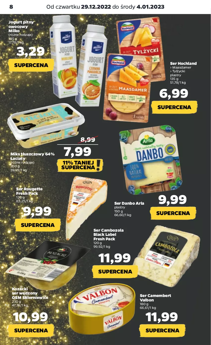 Gazetka promocyjna Netto - Artykuły spożywcze - ważna 29.12.2022 do 04.01.2023 - strona 8 - produkty: Camembert, Hochland, Jogurt, Jogurt pitny, Lack, Maasdam, Miks tłuszczowy, Ser