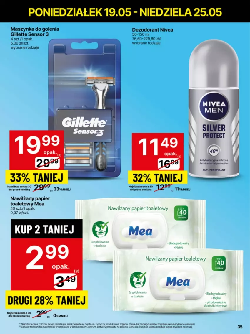 Gazetka promocyjna Delikatesy Centrum - Franczyza DC21 Poniedziałek - ważna 19.05 do 25.05.2025 - strona 35 - produkty: Dezodorant, Gillette, Maszynka, Maszynka do golenia, Nawilżany papier, Nivea, Papier, Papier toaletowy, Rum, Ryż, Szynka