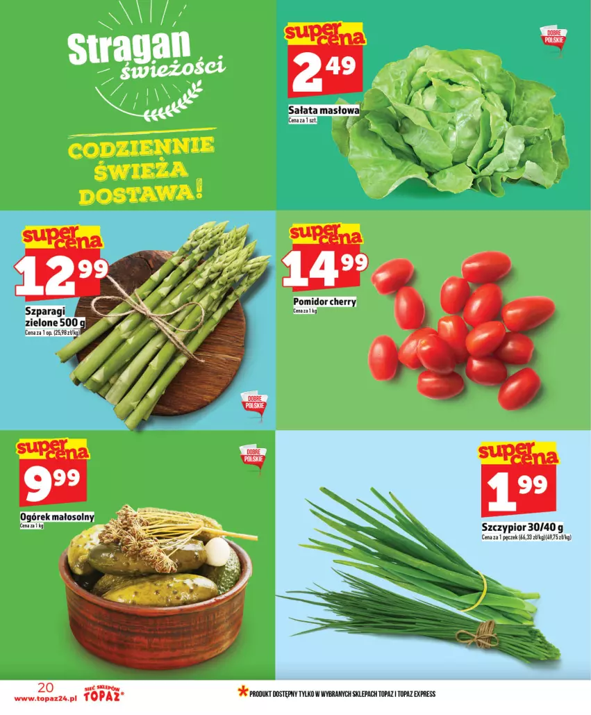 Gazetka promocyjna Topaz - Gazetka - ważna 14.05 do 20.05.2026 - strona 20 - produkty: Masło, Ogórek, Sałat, Sałata masłowa, Top