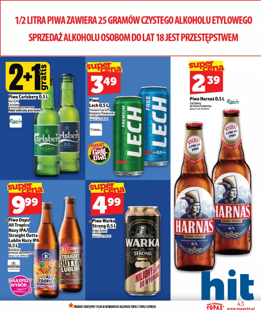 Gazetka promocyjna Topaz - Gazetka - ważna 14.05 do 20.05.2026 - strona 43 - produkty: Carlsberg, Harnaś, Piwo, Top, Warka