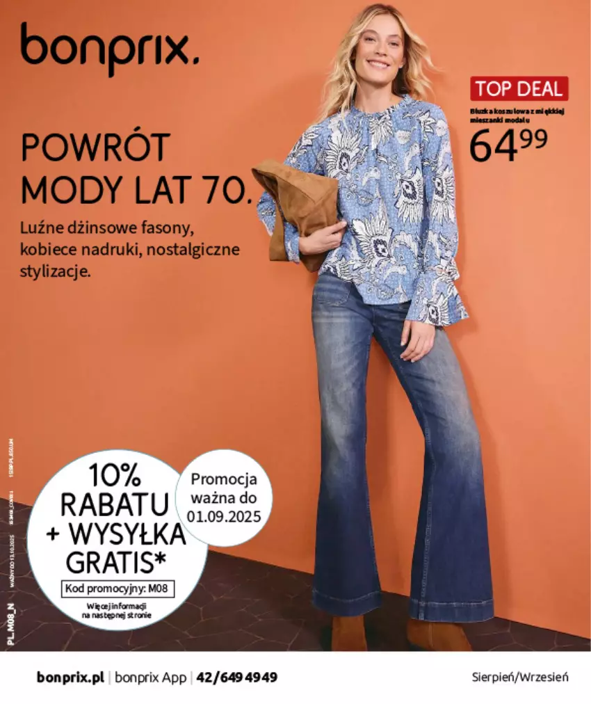 Gazetka promocyjna Bonprix - POWRÓT MODY LAT 70. - ważna 02.09 do 13.10.2025 - strona 1 - produkty: Fa, LG, Piec, Sony, Top