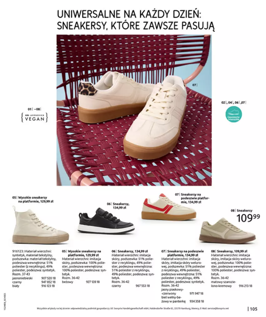 Gazetka promocyjna Bonprix - POWRÓT MODY LAT 70. - ważna 02.09 do 13.10.2025 - strona 107 - produkty: Fa, Gra, Kret, LG, Por, Sneakersy