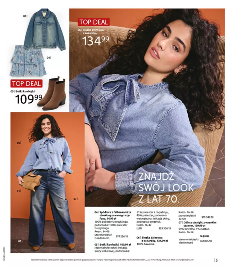 Gazetka promocyjna Bonprix - POWRÓT MODY LAT 70. - ważna 02.09 do 13.10.2025 - strona 7 - produkty: Botki, Fa, Gry, Kije, Por, Sok, Spódnica, Taft