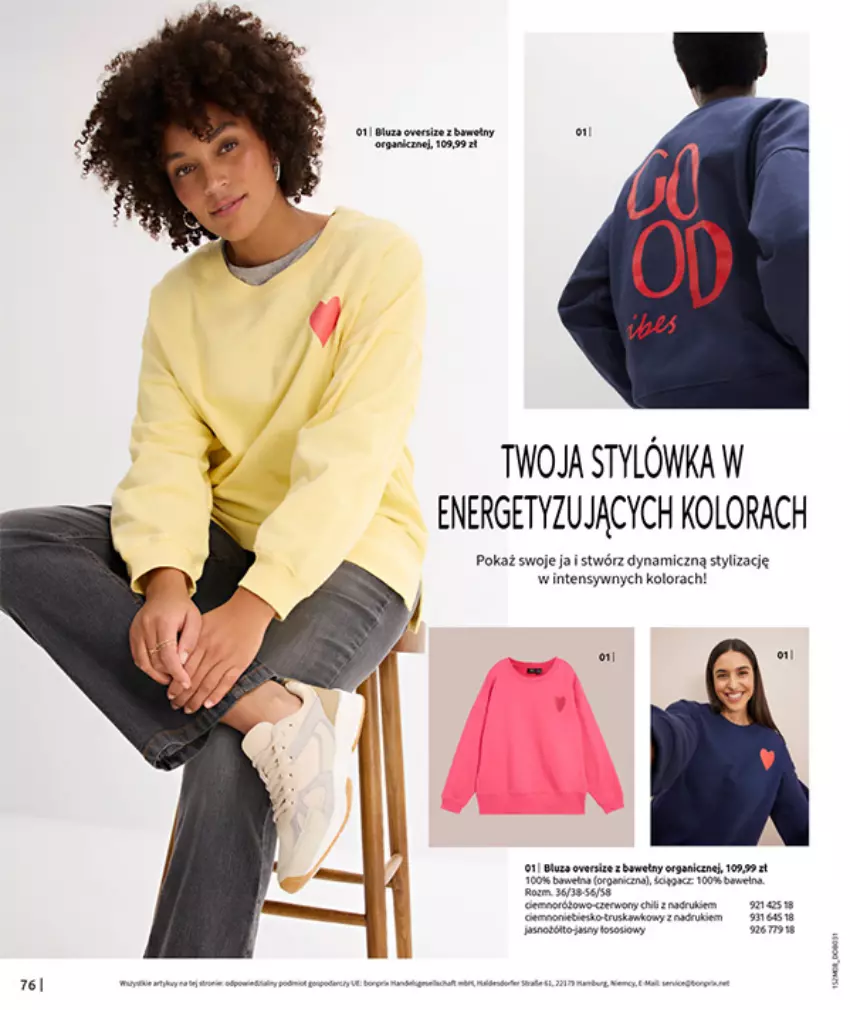 Gazetka promocyjna Bonprix - POWRÓT MODY LAT 70. - ważna 02.09 do 13.10.2025 - strona 78 - produkty: Bluza, Wiko