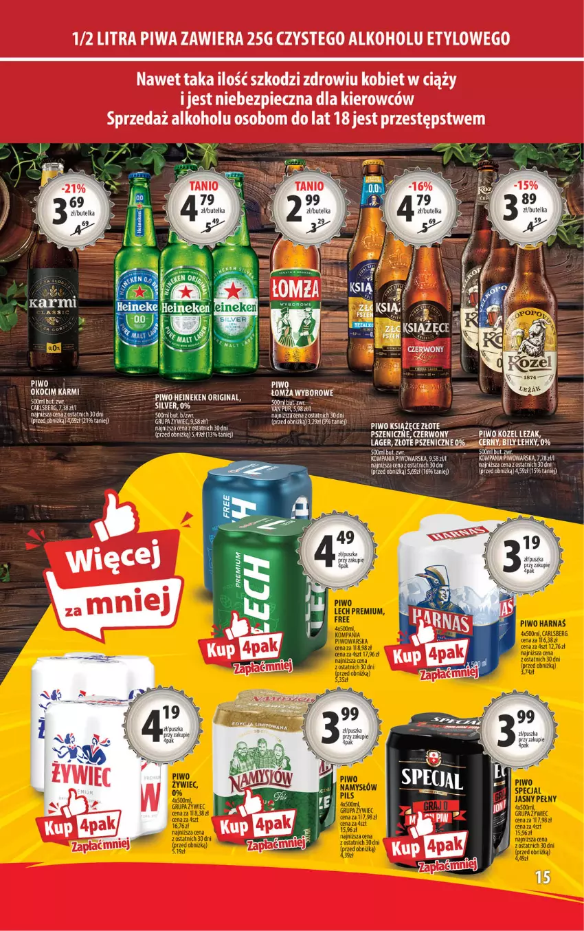 Gazetka promocyjna Arhelan - Gazetka - ważna 21.02 do 02.03.2025 - strona 15 - produkty: Carlsberg, Fa, Kozel, Piec, Piwa, Piwo