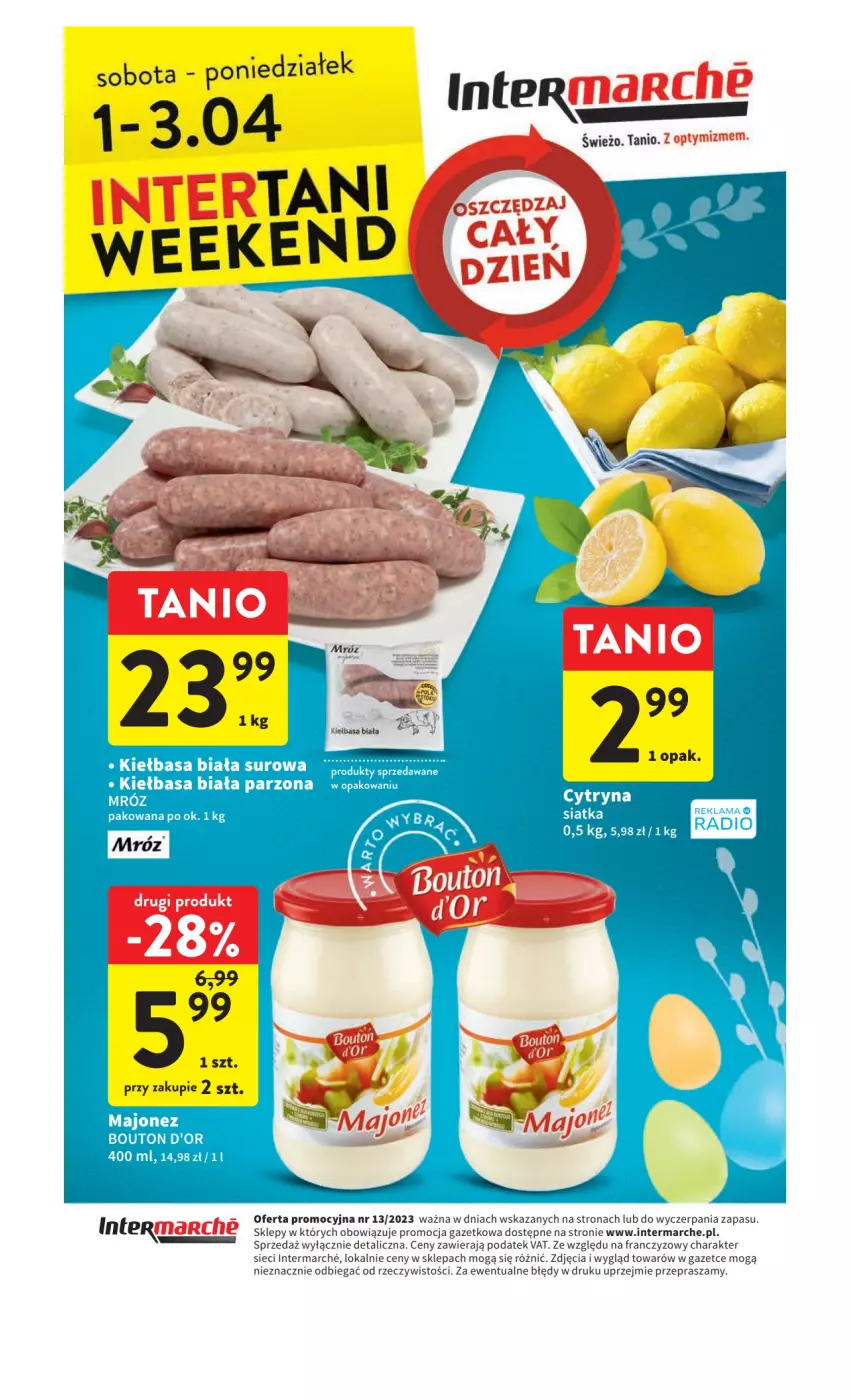 Gazetka promocyjna Intermarche - Gazetka Intermarche - ważna 30.03 do 03.04.2023 - strona 48 - produkty: Kiełbasa, Kiełbasa biała, Majonez