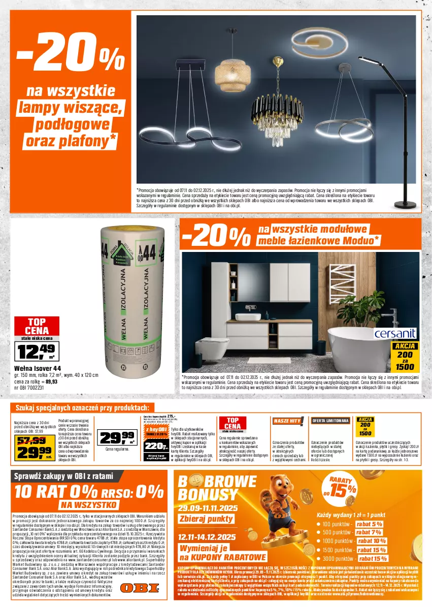 Gazetka promocyjna Obi - Gazetka OBI - ważna 07.11 do 02.12.2025 - strona 16 - produkty: Fa, Gra, Gres, Hobby, Kosz, Meble, Meble łazienkowe, Olej, Plafon, Ser, Sok, Sprzedawcy, Top, Wełna, Wełna Isover