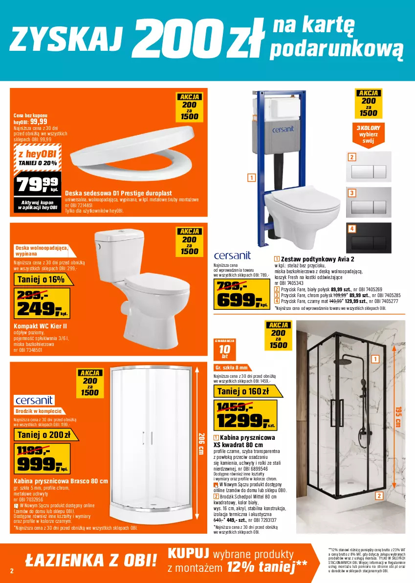 Gazetka promocyjna Obi - Gazetka OBI - ważna 07.11 do 02.12.2025 - strona 2 - produkty: Bateria, Bateria kuchenna, Bateria umywalkowa, Bateria wannowa, Brodzik, Deska sedesowa, Deska wolnoopadająca, Drzwi, Fa, Gres, Kabina prysznicowa, Komoda, Kompakt WC, Kosz, Meble, Meble łazienkowe, Miska, Moda, Rasco, Rolki, Ser, Słupek, Sok, Szafka, Szafka z lustrem, Tran, Uchwyty