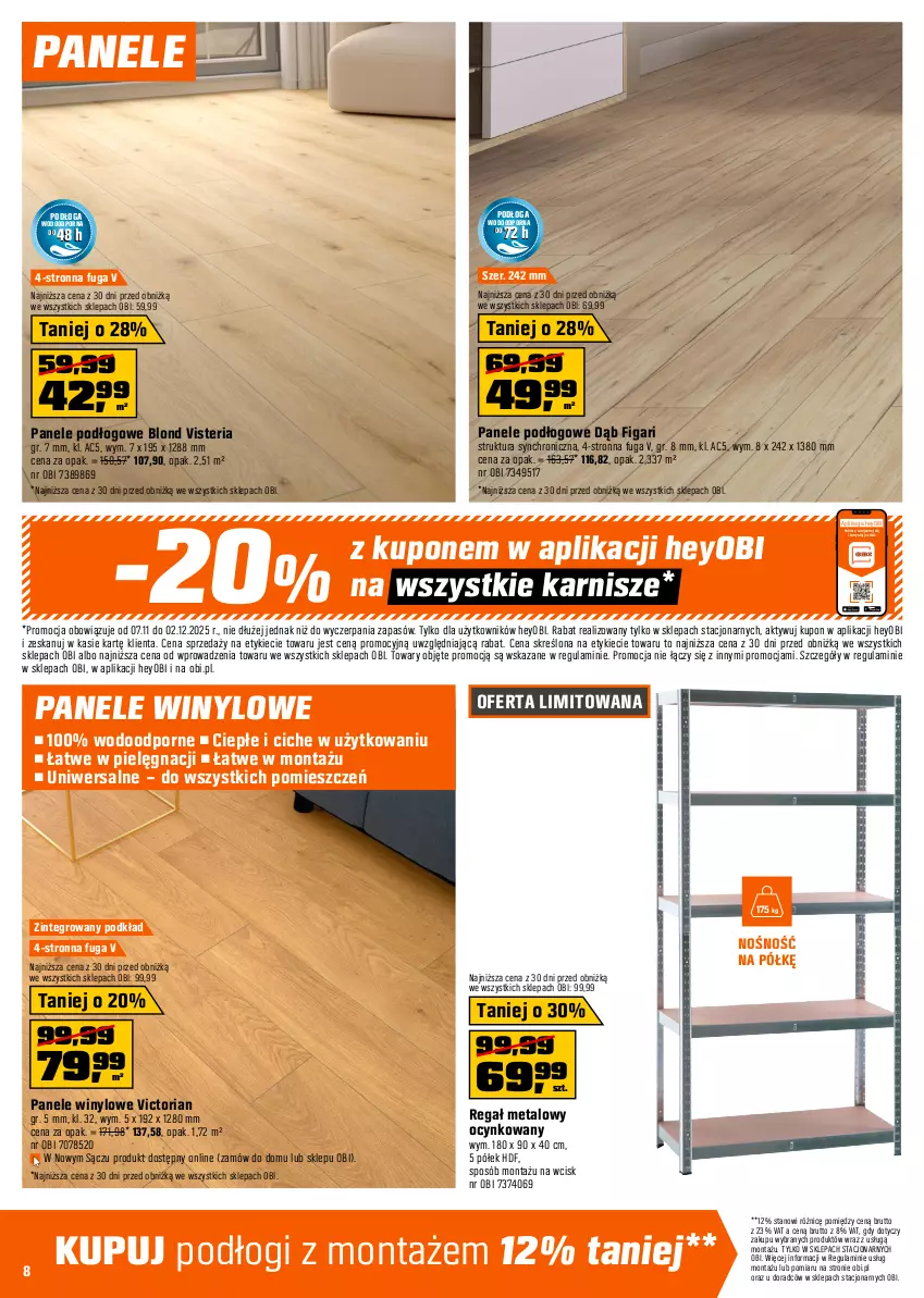 Gazetka promocyjna Obi - Gazetka OBI - ważna 07.11 do 02.12.2025 - strona 8 - produkty: Cynk, Drzwi, Drzwi zewnętrzne, Gra, Karnisz, Klamka, LG, Podkład, Pojemnik, Por, Regał, Regał metalowy, Skrzydło drzwiowe, Sok, Tran